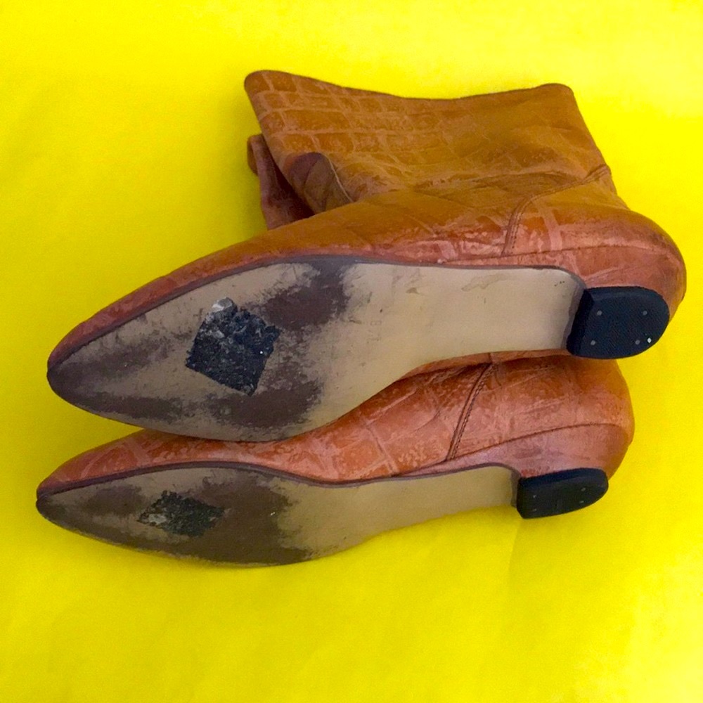 Vintage orange all leather booties - Picture 5 of 10